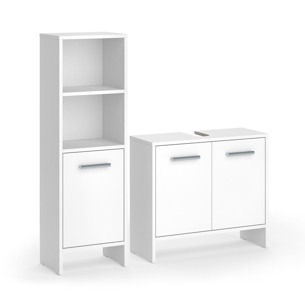 Vicco Badezimmermöbel-Set 2-teilig Weiß 65x57cm style modern Weiß Spanplatte
