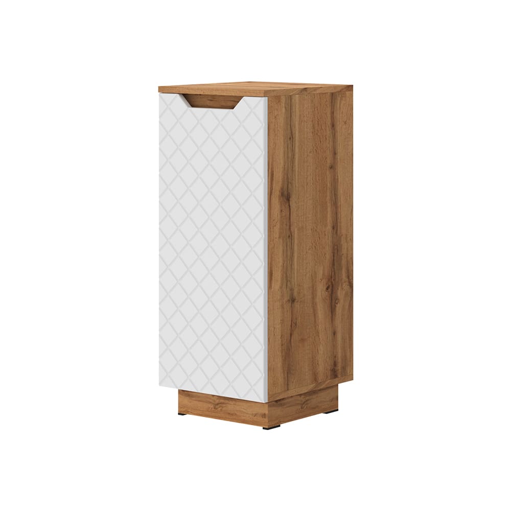 Vicco Midischrank Eiche/Weiß mit Kachelstruktur 33.4x81.9cm style modern Weiß Spanplatte