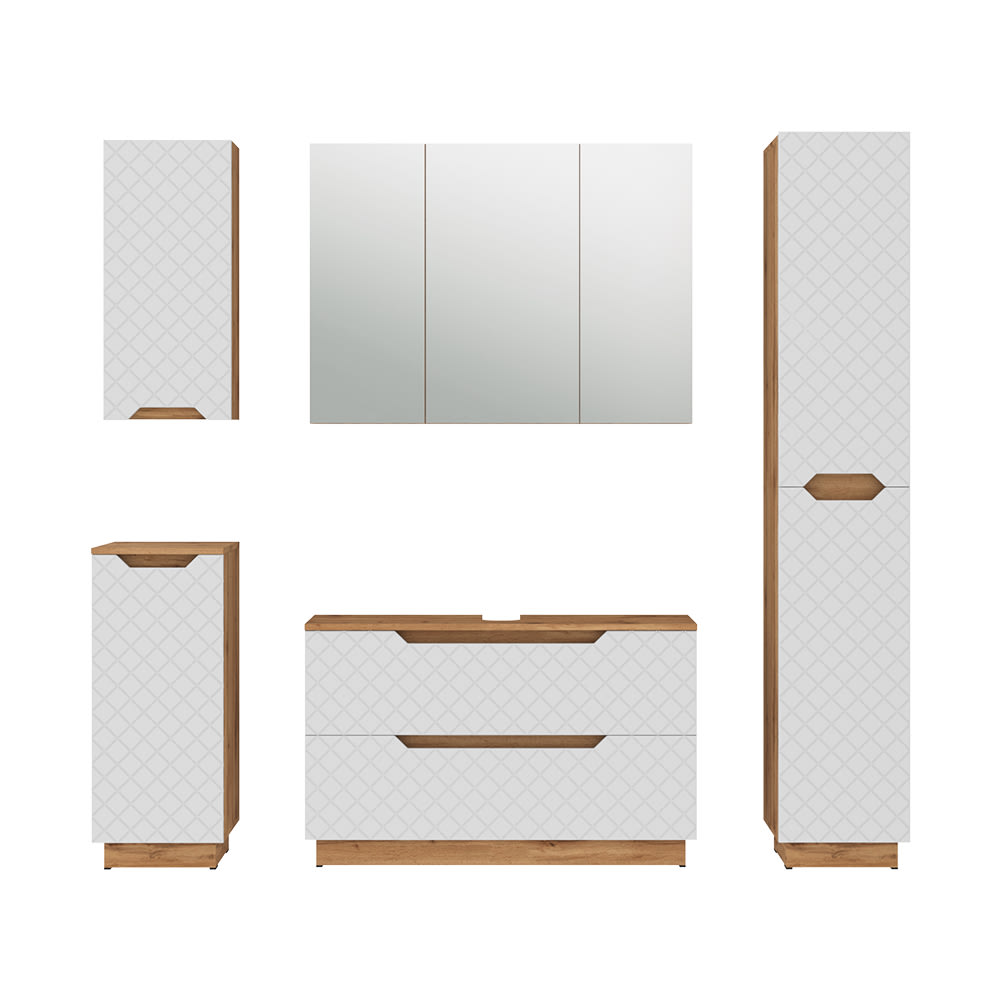 Vicco Badmöbel-Set 5-teilig Weiß 100x62.5cm style modern Weiß Spanplatte