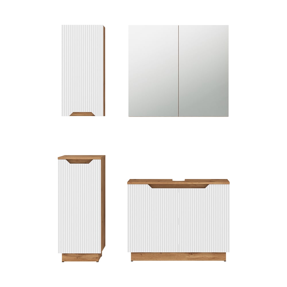 Vicco Badmöbel-Set 4-teilig Weiß 80x62.1cm style modern Weiß Spanplatte