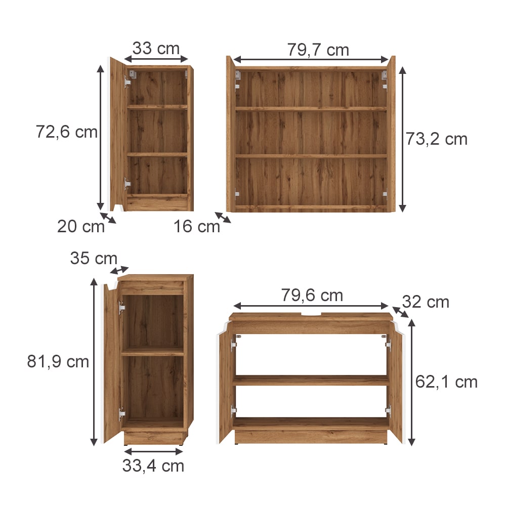 Badmöbel-Set 4-teilig Weiß 80x62.1cm - Maisons Du Monde