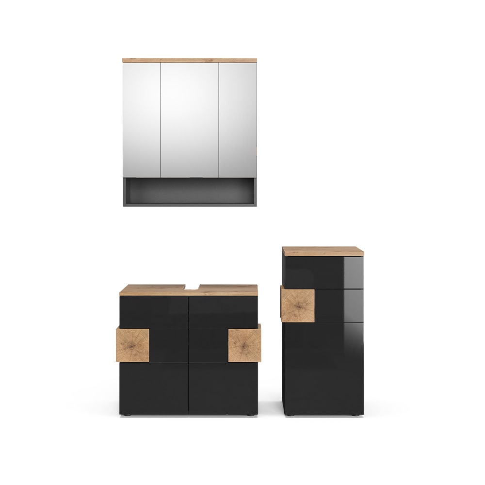 Vicco Badmöbel-Set 3-teilig Anthrazit 75x64cm style modern Grau Spanplatte