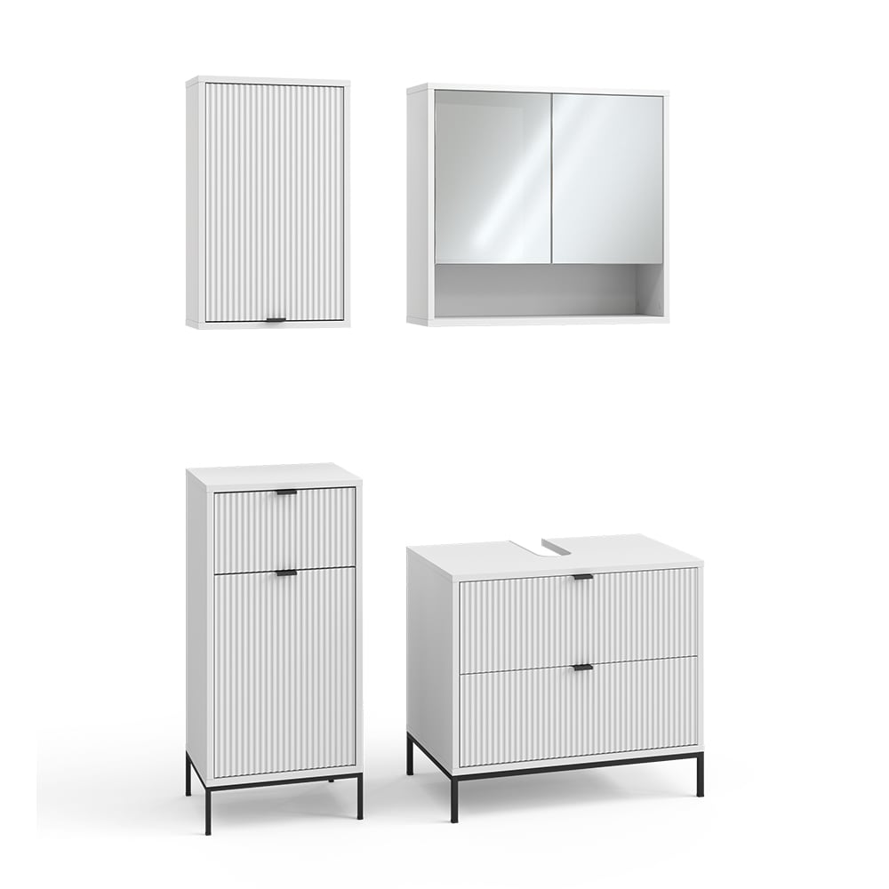 Vicco Badmöbel-Set 4-teilig Weiß 70x63cm style modern Weiß Spanplatte