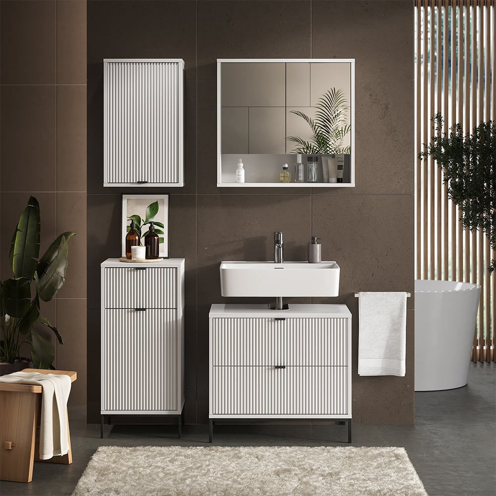 Badmöbel-Set 4-teilig Weiß 70x63cm - Maisons Du Monde