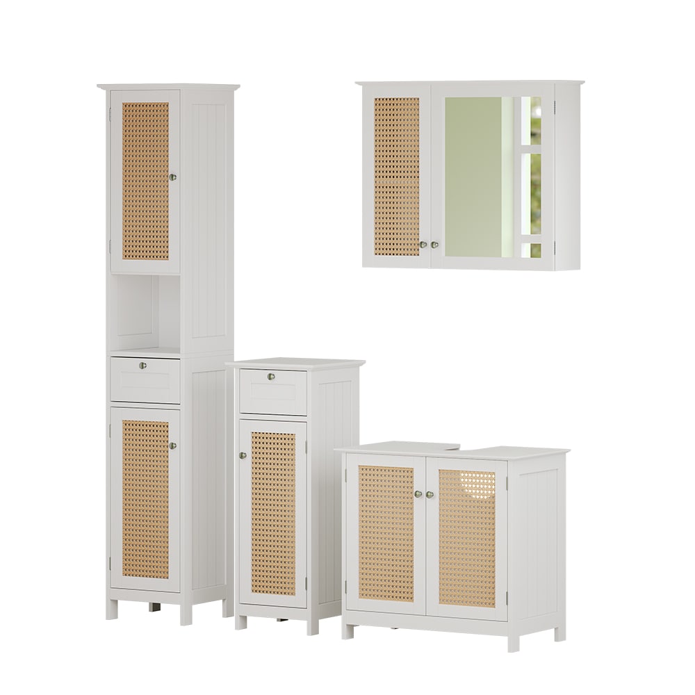 Vicco Badmöbel-Set 4-teilig Weiß 60x58cm style modern Weiß Spanplatte