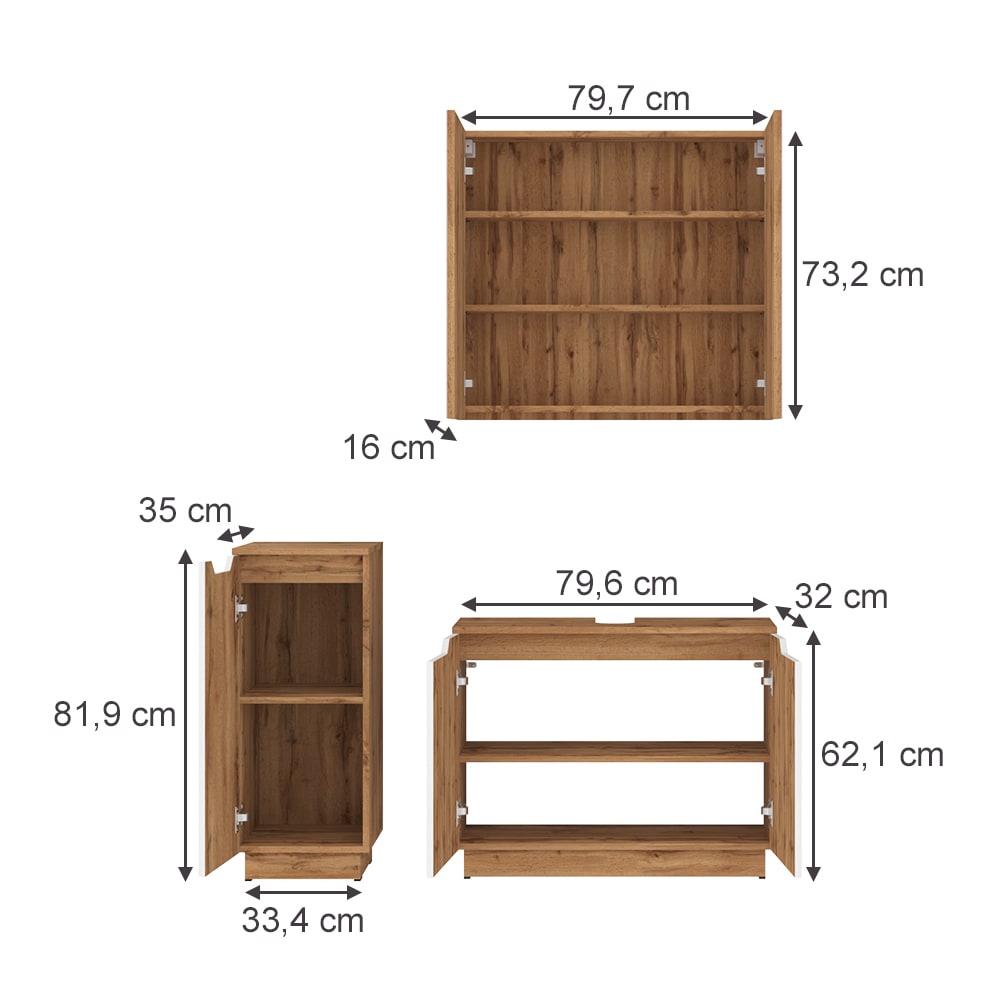 Badmöbel-Set 3-teilig Weiß 80x62.1cm - Maisons Du Monde