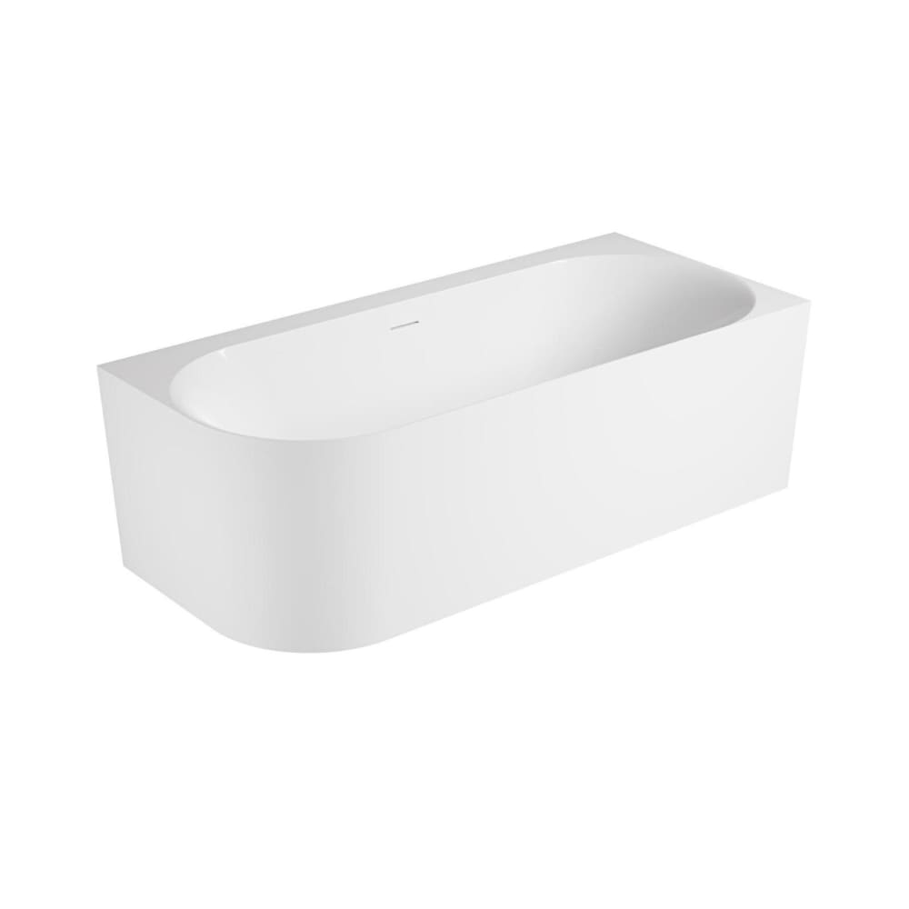 Weiße halbfreistehende Acrylbadewanne 170 cm - rechtwinklig -