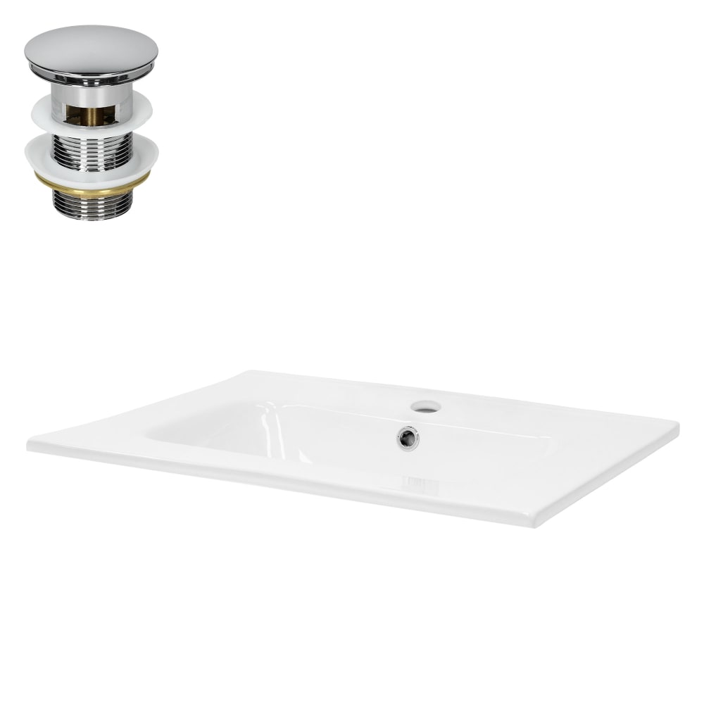 ML-Design Keramik Waschbecken mit Ablaufgarnitur Einbauwaschbecken Weiß Weiß Keramik