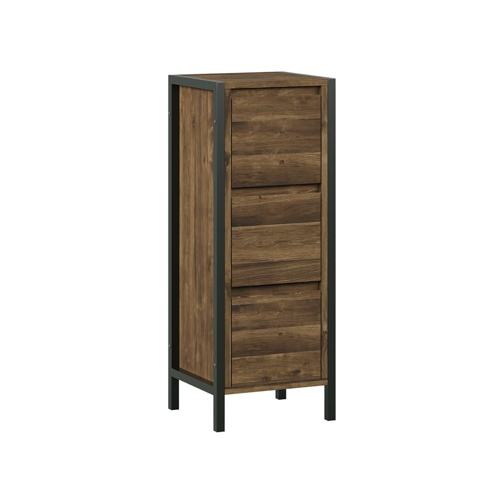 Vicco Midischrank mit 3 Schubladen Eiche/Schwarz 30x80cm style modern Braun Spanplatte