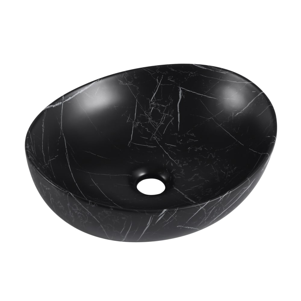 Mob In ovales Keramik-Aufsatzwaschbecken 42x37cm Schwarz Keramik