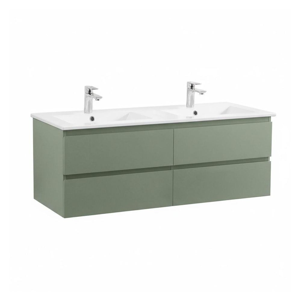 Meuble double vasque  suspendu avec plan céramique 120cm