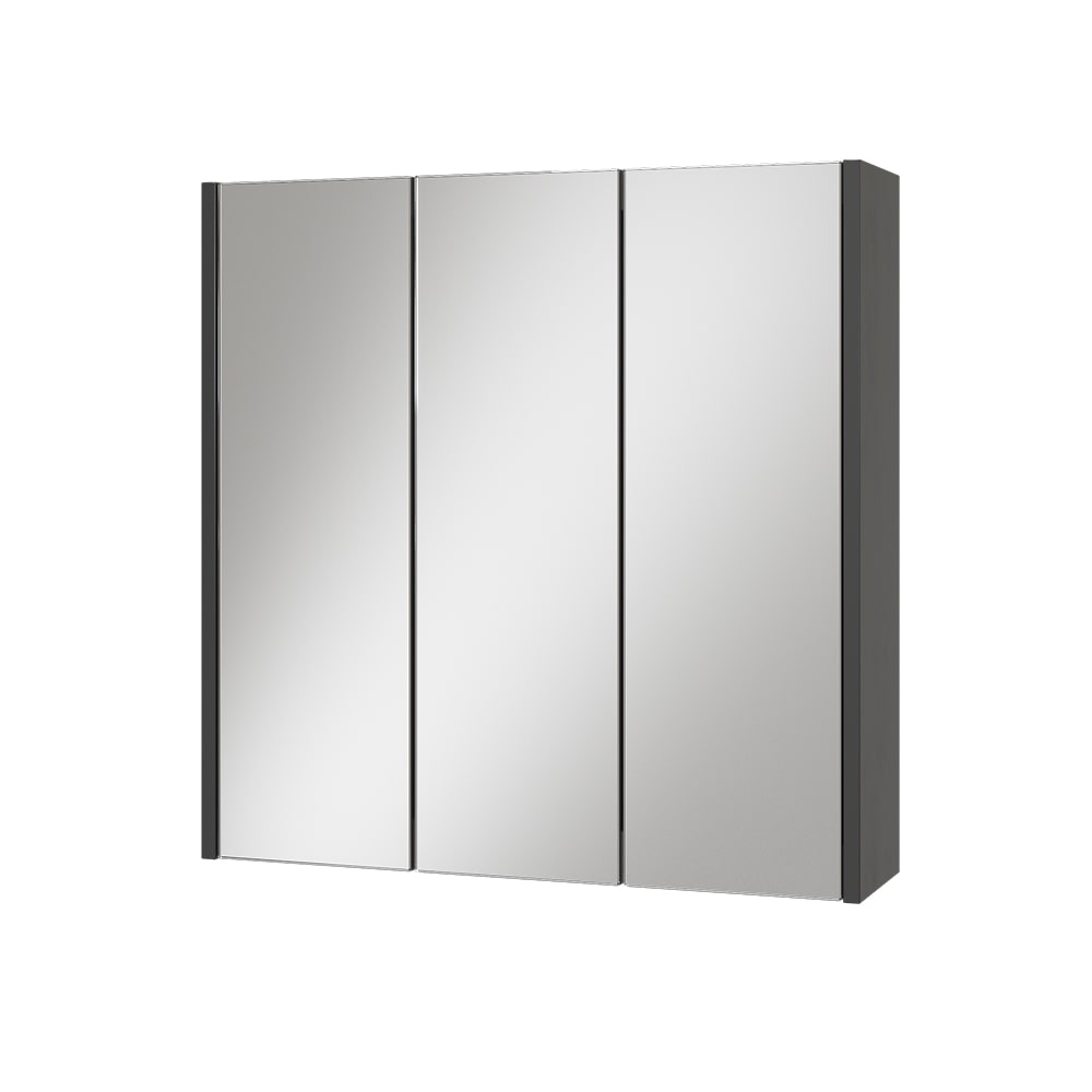 Vicco Badspiegelschrank mit 3 Spiegeltüren Anthrazit 67.4x68cm style modern Schwarz Spanplatte