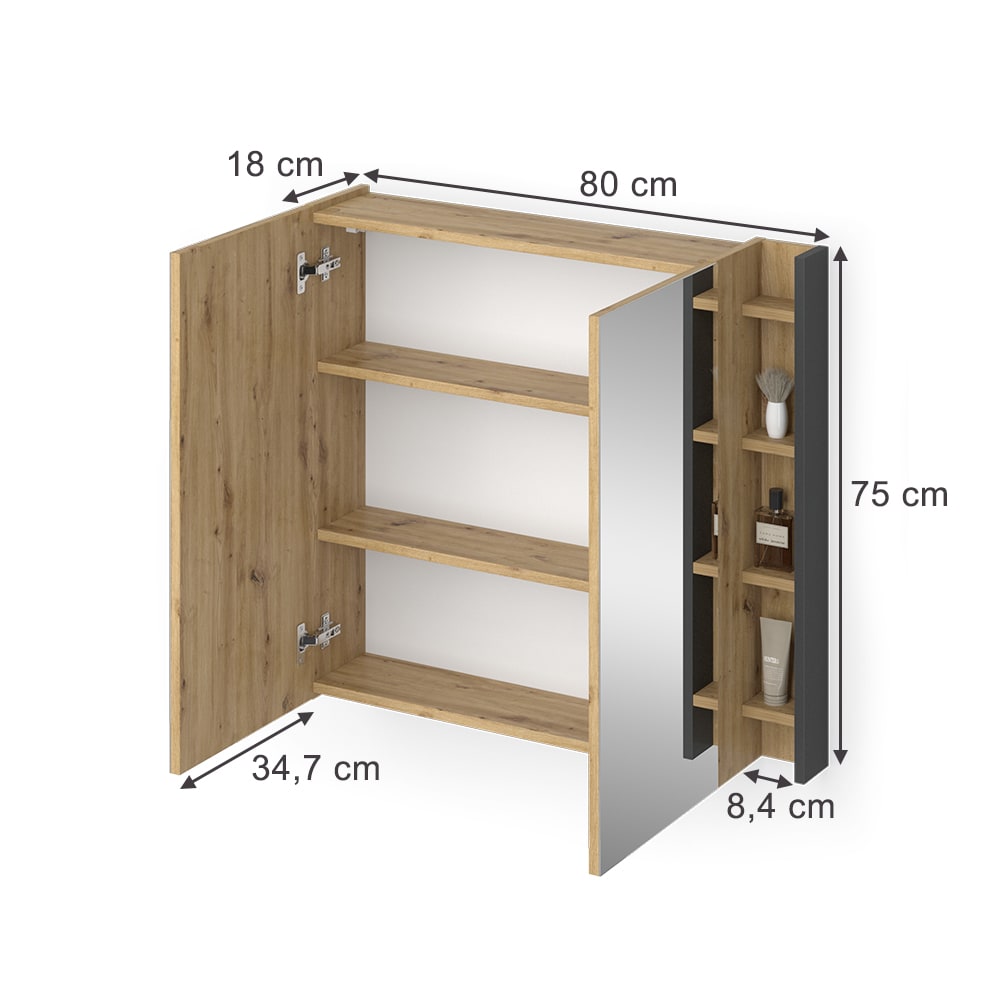 Badspiegelschrank mit Regalen Artisan 80x75cm - Maisons Du Monde
