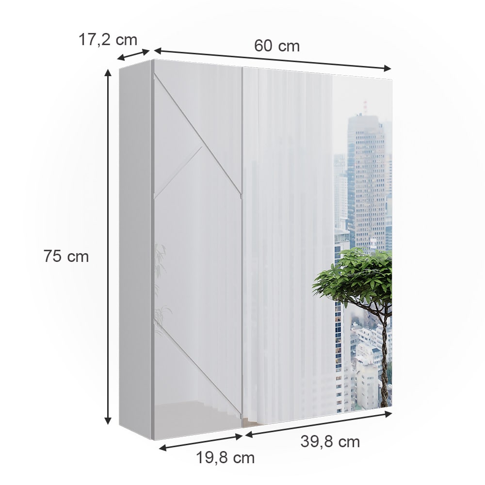 Badspiegelschrank  Weiß Hochglanz 60x75cm - Maisons Du Monde