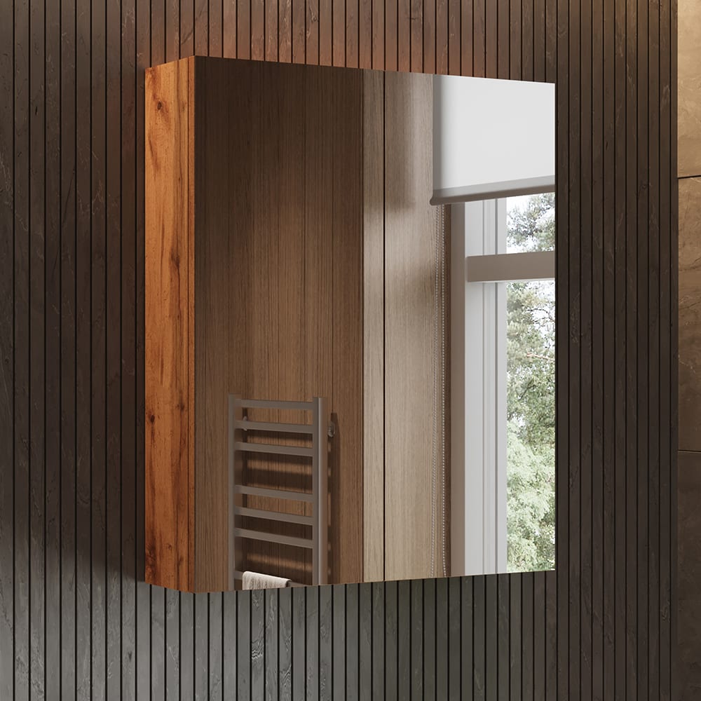 Badspiegelschrank mit 2 Türen Eiche 59.7x73.2cm - Maisons Du