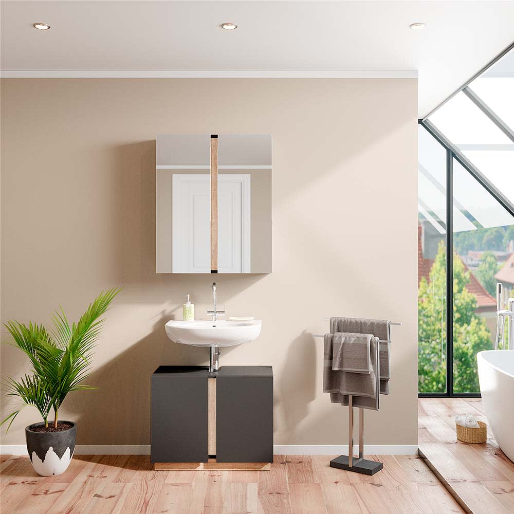 Badmöbel-Set 2-teilig Anthrazit 70x55.5cm - Maisons Du Monde