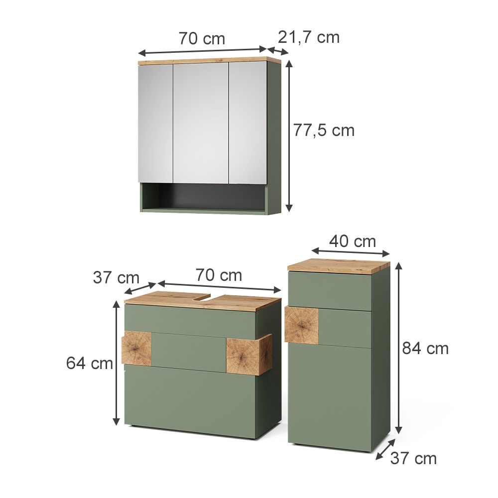 Badmöbel-Set 3-teilig Grün 70x64cm - Maisons Du Monde