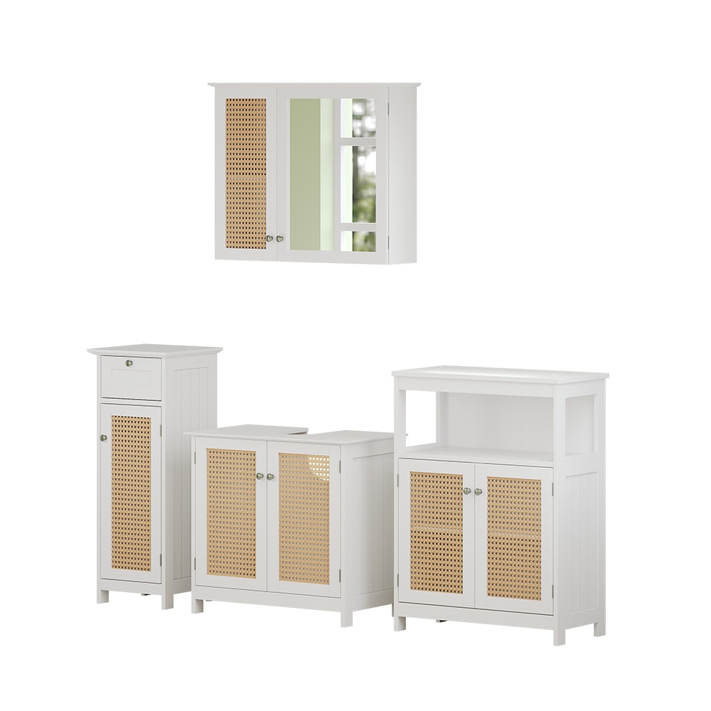 Vicco Badmöbel-Set 4-teilig Weiß 60x58cm style modern Weiß Spanplatte