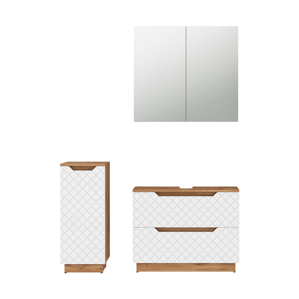 Vicco Badmöbel-Set 3-teilig Weiß 80x62.5cm style modern Weiß Spanplatte