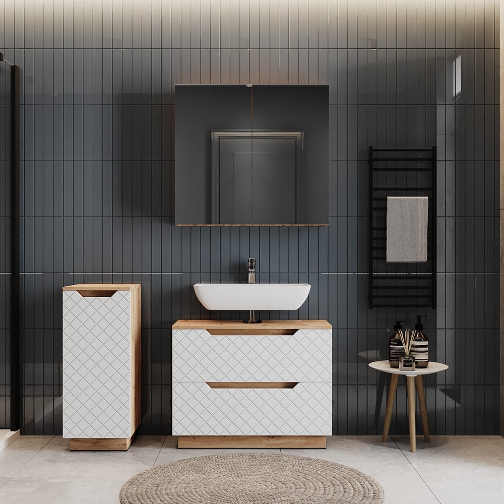 Badmöbel-Set 3-teilig Weiß 80x62.5cm - Maisons Du Monde