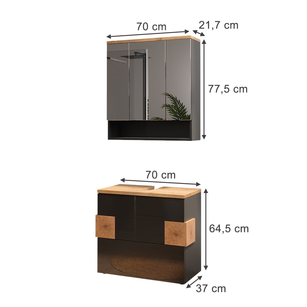 Badmöbel-Set 2-teilig Anthrazit 70x64.5cm - Maisons Du Monde