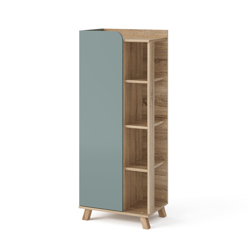 Vicco Midischrank mit Tür und offenen Fächern Sonoma/Blau 50x128cm style modern Braun Spanplatte