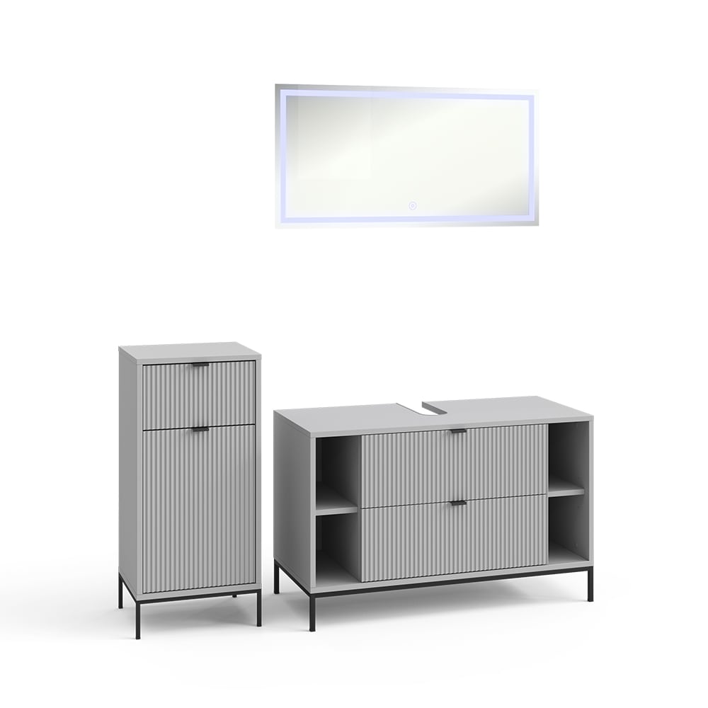 Meubles bain 3 pièces gris 100x63cm