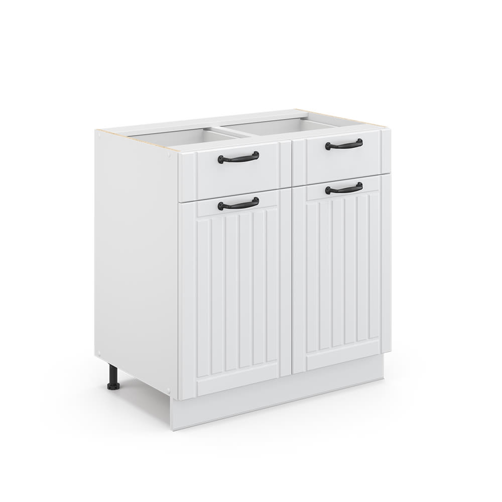 Vicco Badezimmerschrank ohne Arbeitsplatte, Weiß Landhaus 80 x 82cm style modern Weiß Spanplatte