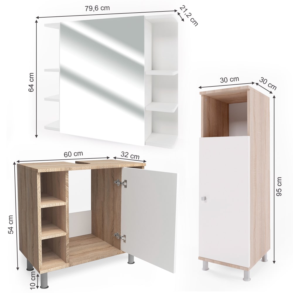Badmöbel-Set 3-teilig Sonoma 60x54cm - Maisons Du Monde