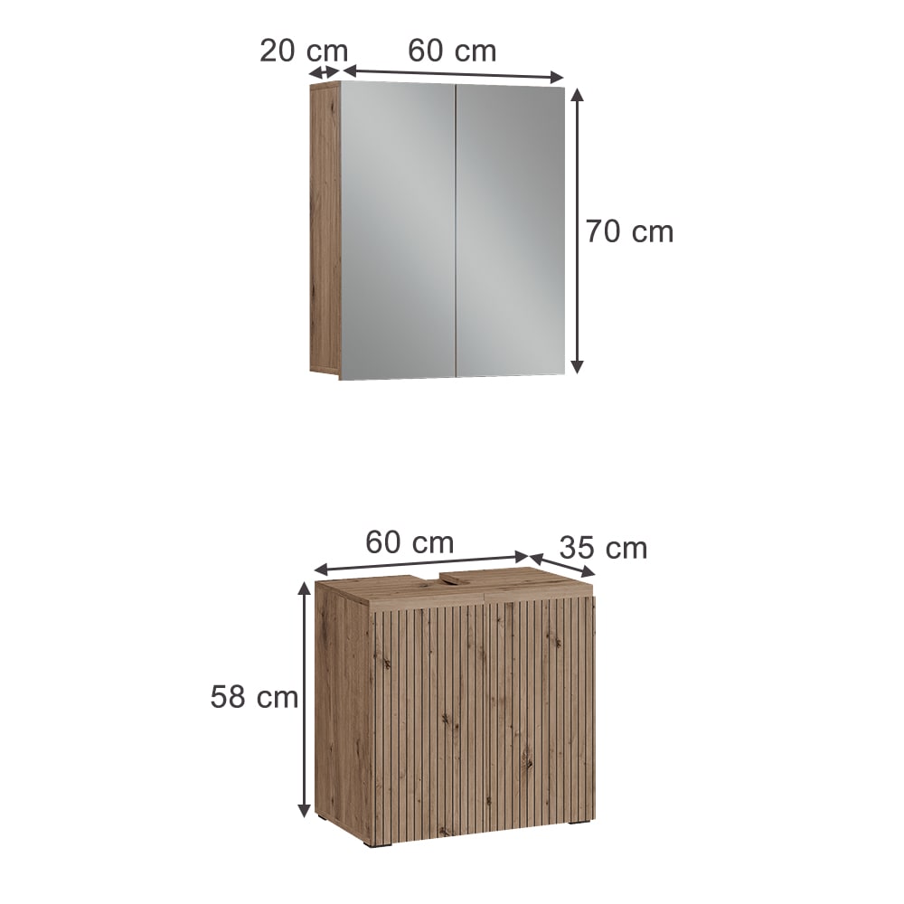 Badmöbel-Set 2-teilig Artisan-Eiche 60x58cm - Maisons Du Monde