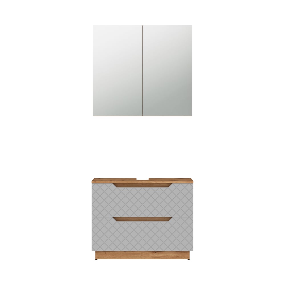 Vicco Badmöbel-Set 2-teilig Grau 80x62.5cm style modern Grau Spanplatte