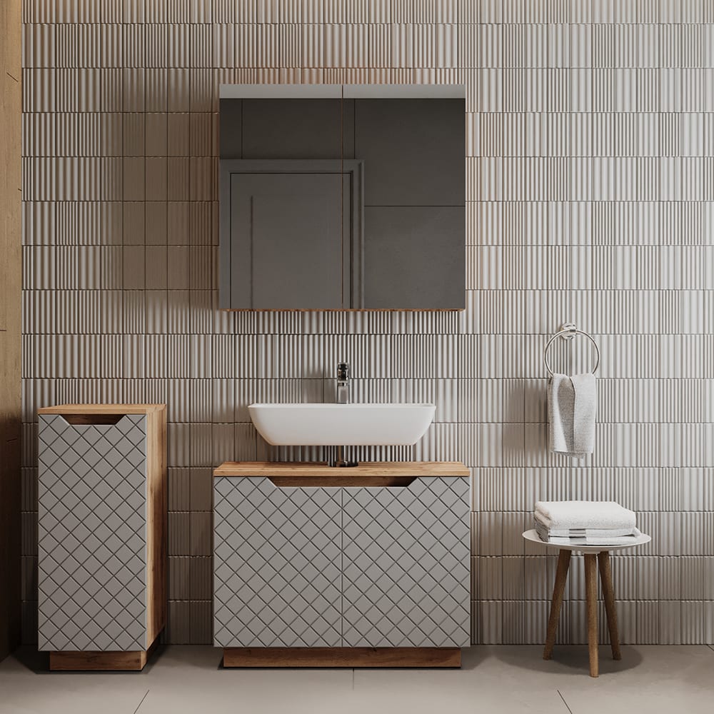 Badmöbel-Set 3-teilig Grau 80x62.1cm - Maisons Du Monde
