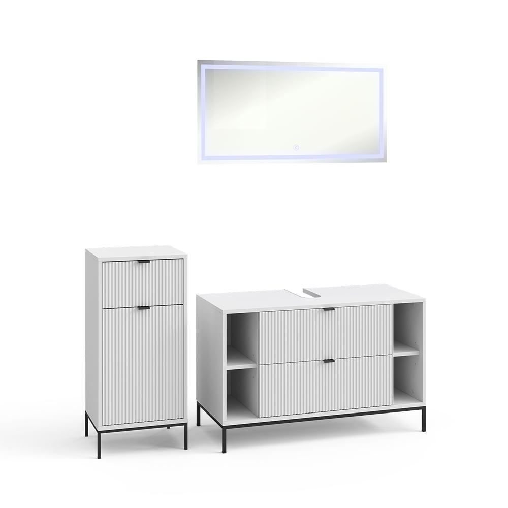 Meubles bain 3 pièces blanc 100x63cm