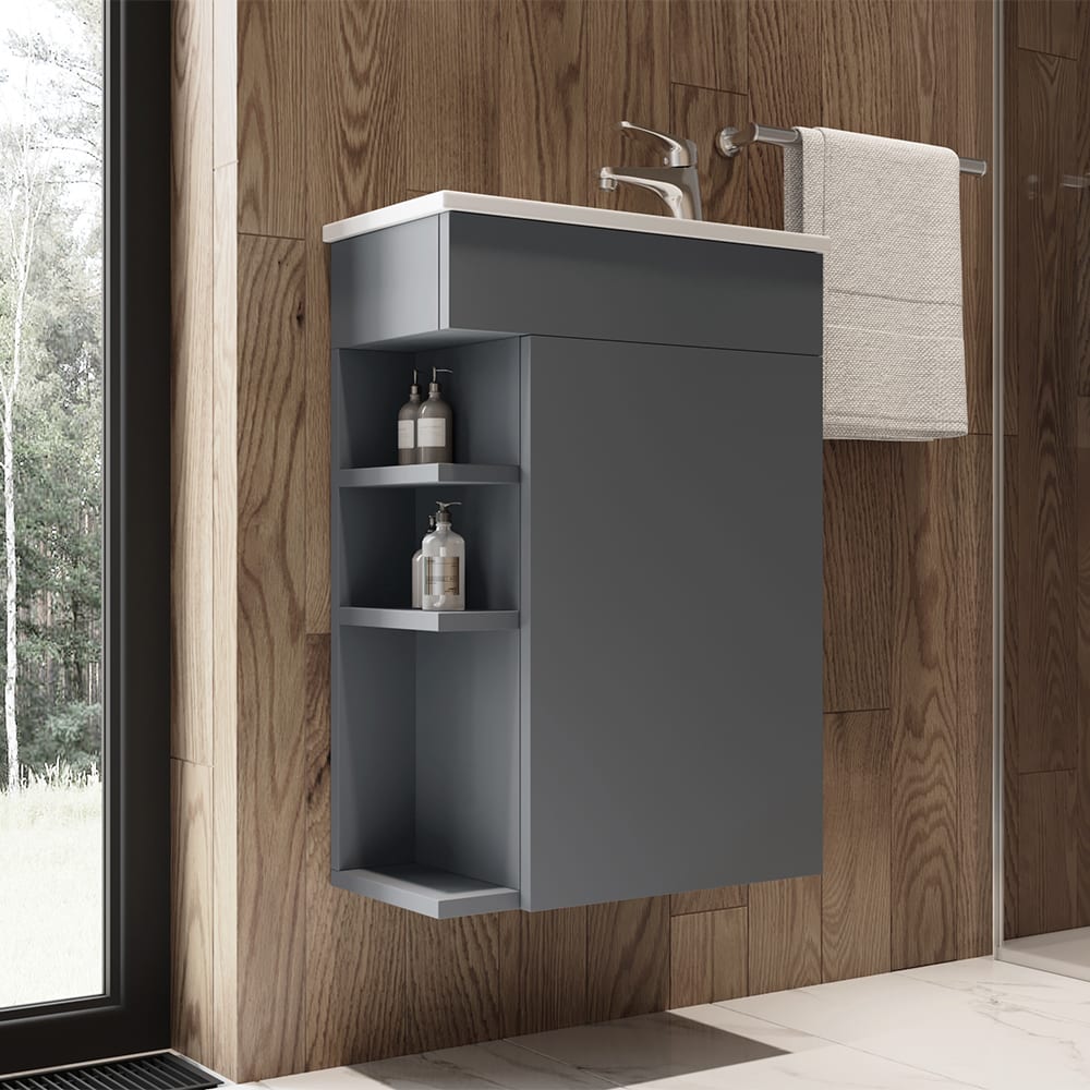 Waschbeckenunterschrank 2-teilig Anthrazit 50x70cm - Maisons Du