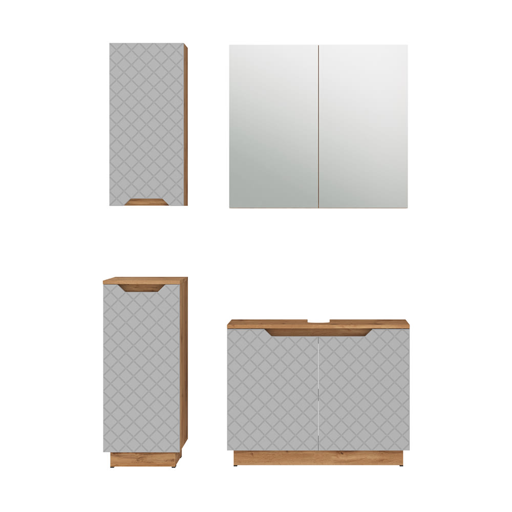 Vicco Badmöbel-Set 4-teilig Grau 80x62.1cm style modern Grau Spanplatte