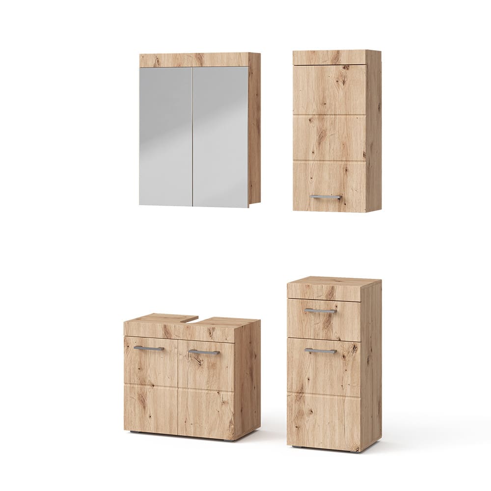 Vicco Badmöbel-Set 4-teilig Eiche Wotan 60x56cm style modern Braun Spanplatte