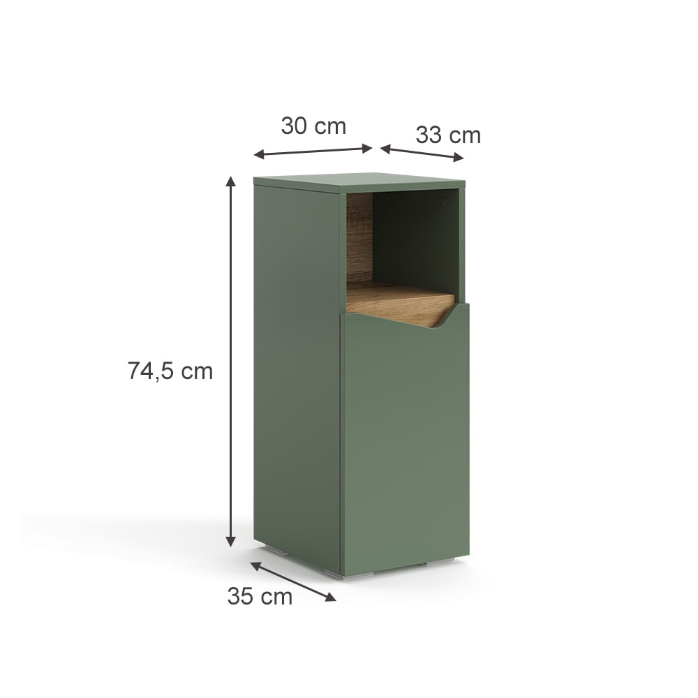 Midischrank mit Tür und offenem Fach Grün/Artisan 30x74.5cm -