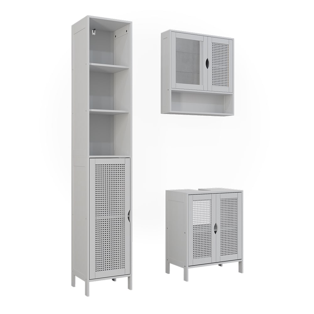 Vicco Badmöbel-Set 3-teilig Weiß 50x60cm style modern Weiß Spanplatte