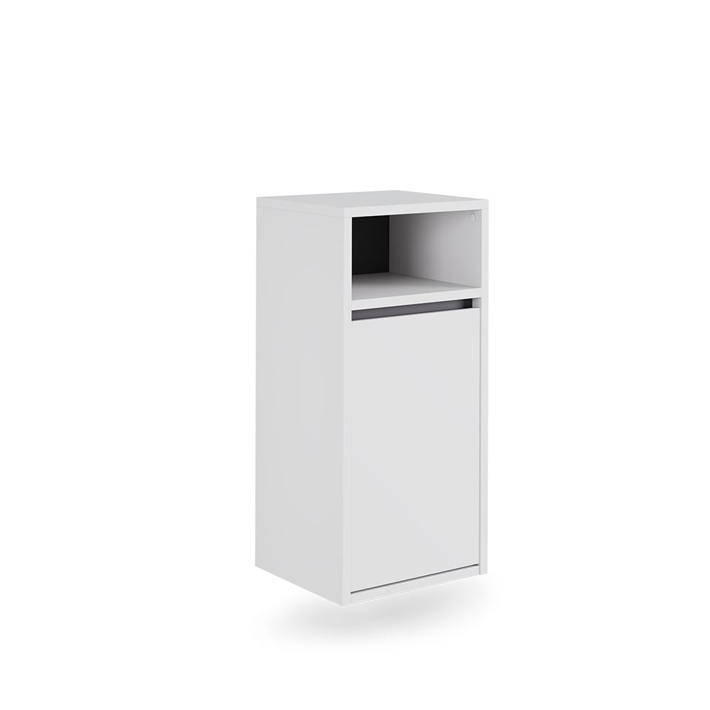 Vicco Badschrank mit Wäschkorb Weiß/Grau 38x80cm style modern Weiß Spanplatte