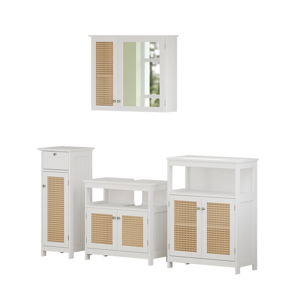 Vicco Badmöbel-Set 4-teilig Weiß 60x60cm style modern Weiß Spanplatte