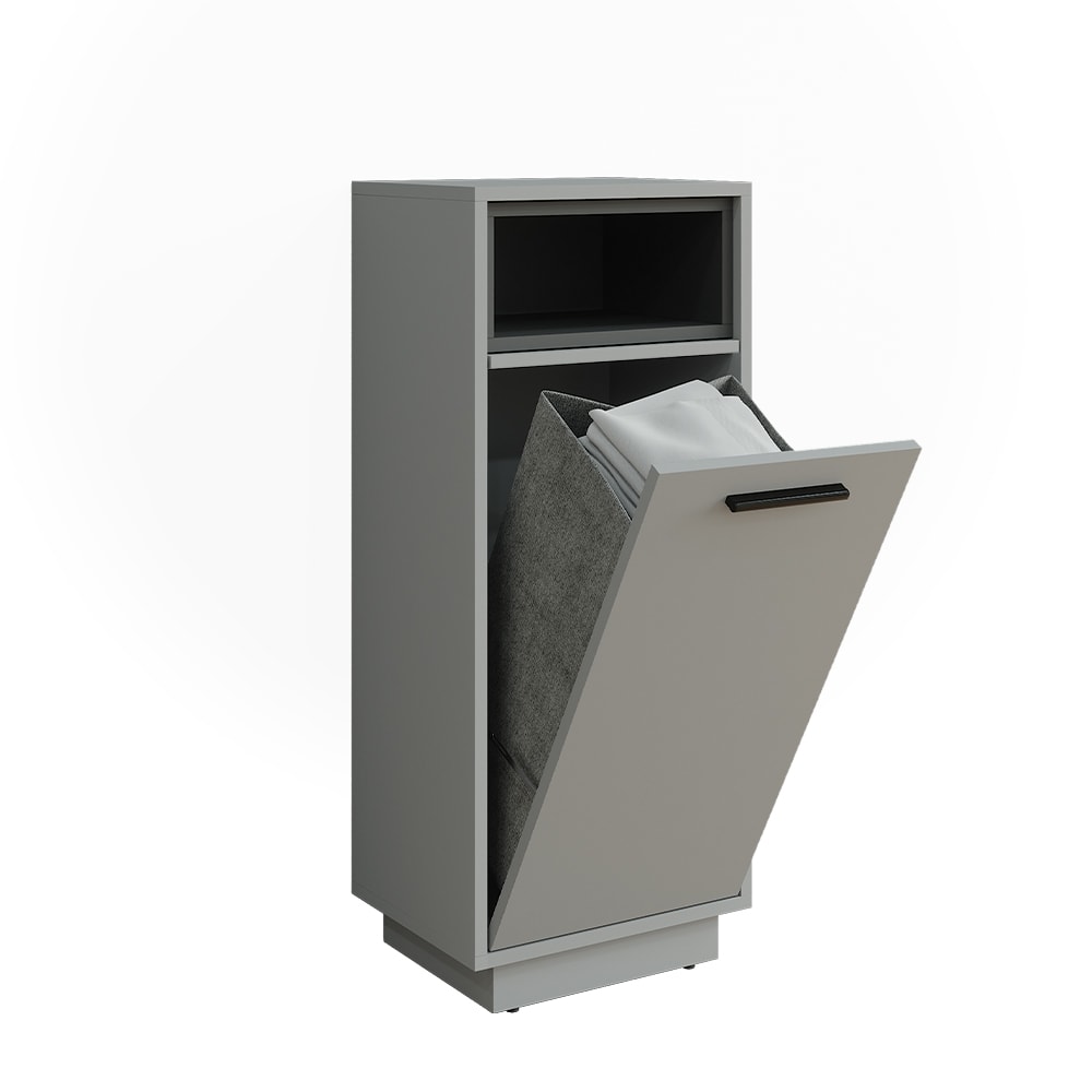 Vicco Wäscheschrank mit herausnehmbarer Innentasche Grau 38x93cm style modern Grau Spanplatte