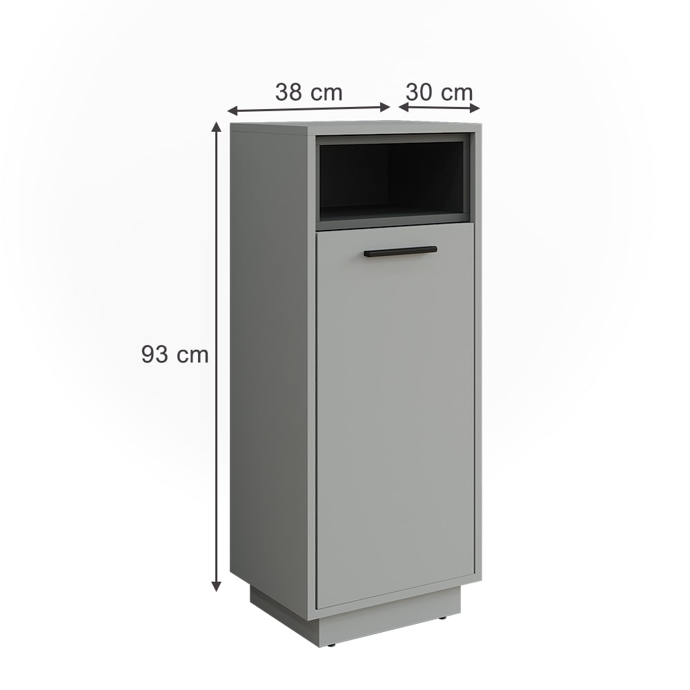 Wäscheschrank mit herausnehmbarer Innentasche Grau 38x93cm -