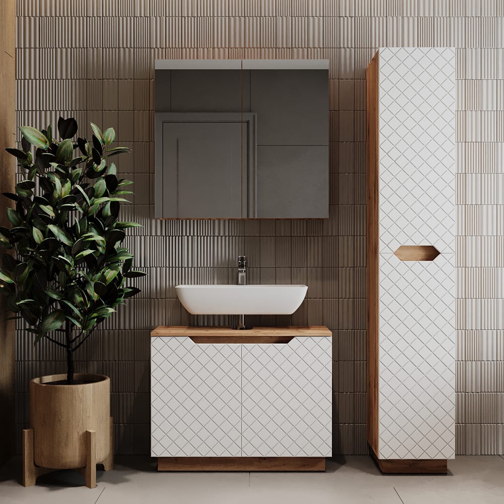 Badmöbel-Set 3-teilig Weiß 80x62.1cm - Maisons Du Monde