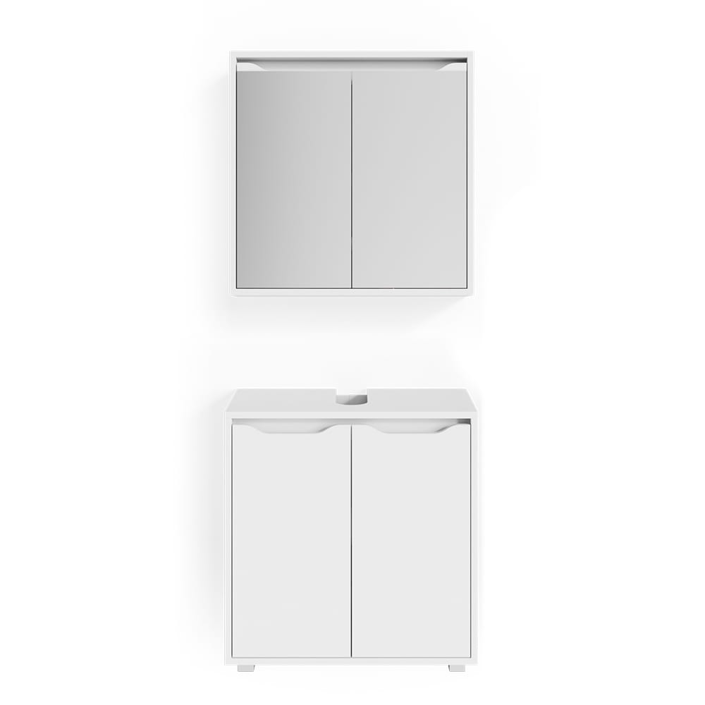 Vicco Badmöbel-Set 2-teilig Weiß 60x62.5cm style modern Weiß Spanplatte