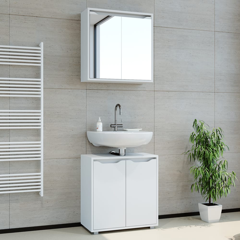 Badmöbel-Set 2-teilig Weiß 60x62.5cm - Maisons Du Monde