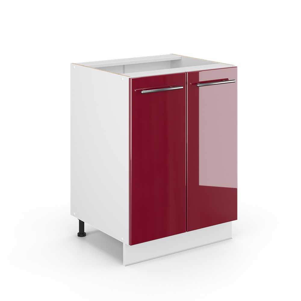 Vicco Midischrank ohne Arbeitsplatte Bordeaux Hochglanz 60x82cm style modern Rot Spanplatte