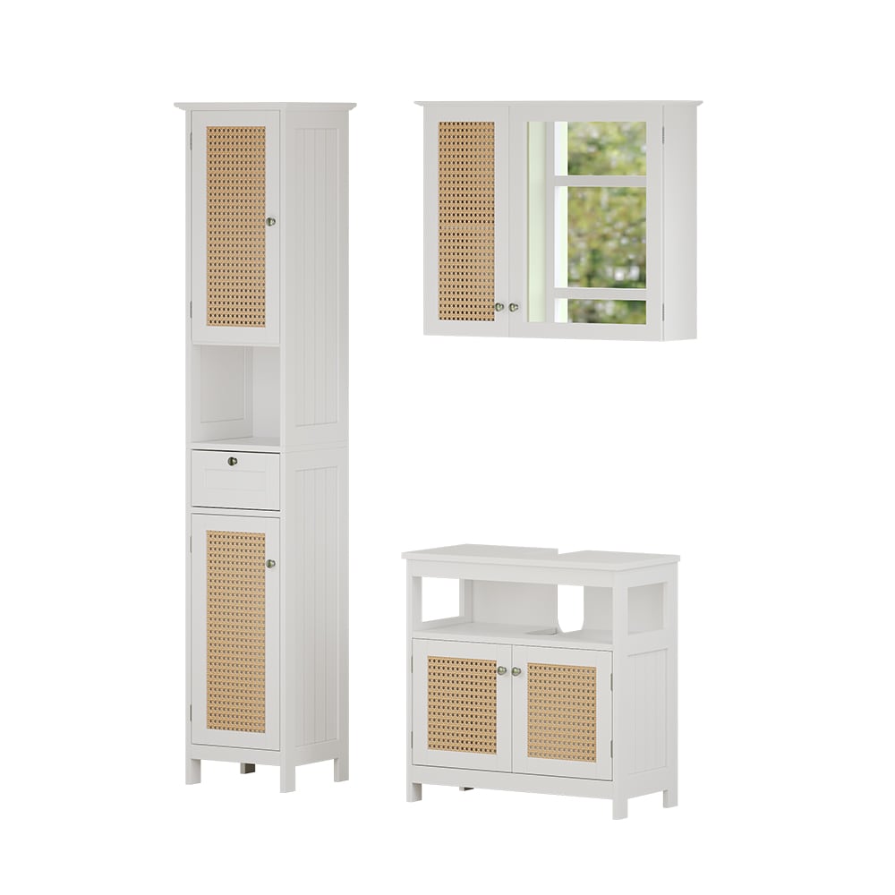 Vicco Badmöbel-Set 3-teilig Weiß 60x60cm style modern Weiß Spanplatte