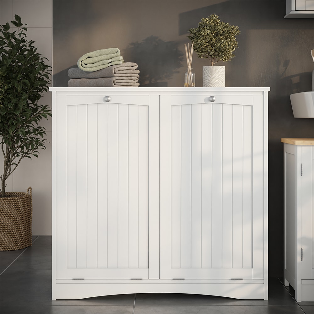 Wäscheschrank mit 2 Wäschekörben Weiß 83x80cm - Maisons Du Monde
