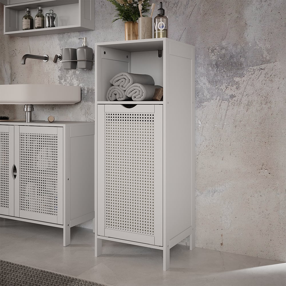Midischrank mit Wäschekorb Weiß 36x98cm - Maisons Du Monde