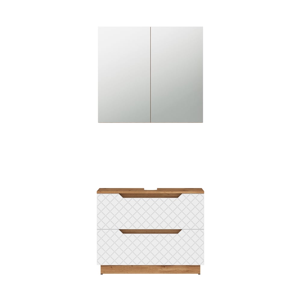 Vicco Badmöbel-Set 2-teilig Weiß 80x62.5cm style modern Weiß Spanplatte